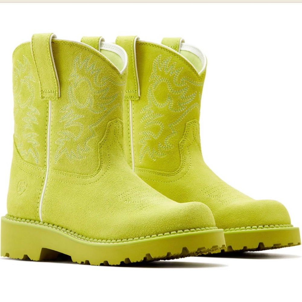 Ariat Electric Lime Suede Pull-On Cowboy Boots- New in Box